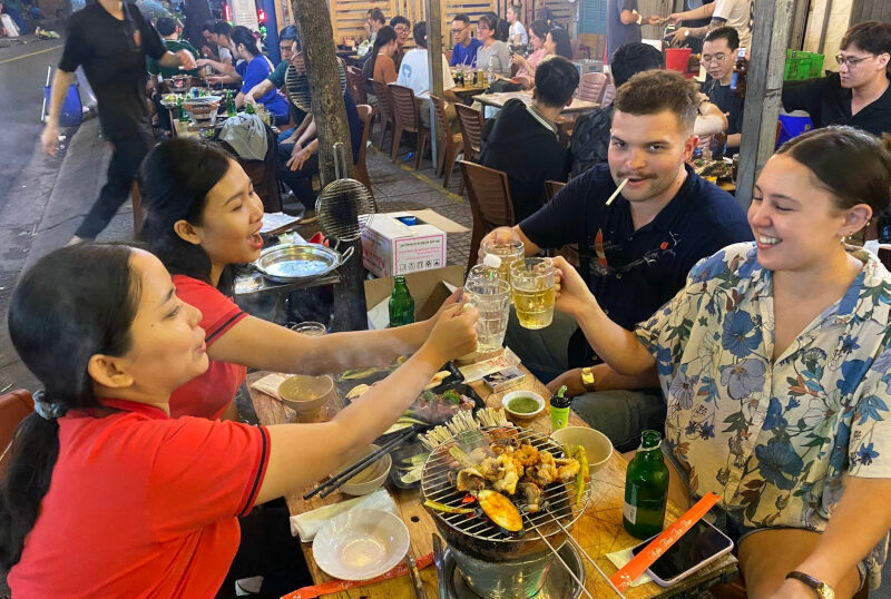 Enjoying a great night out on our food tour!